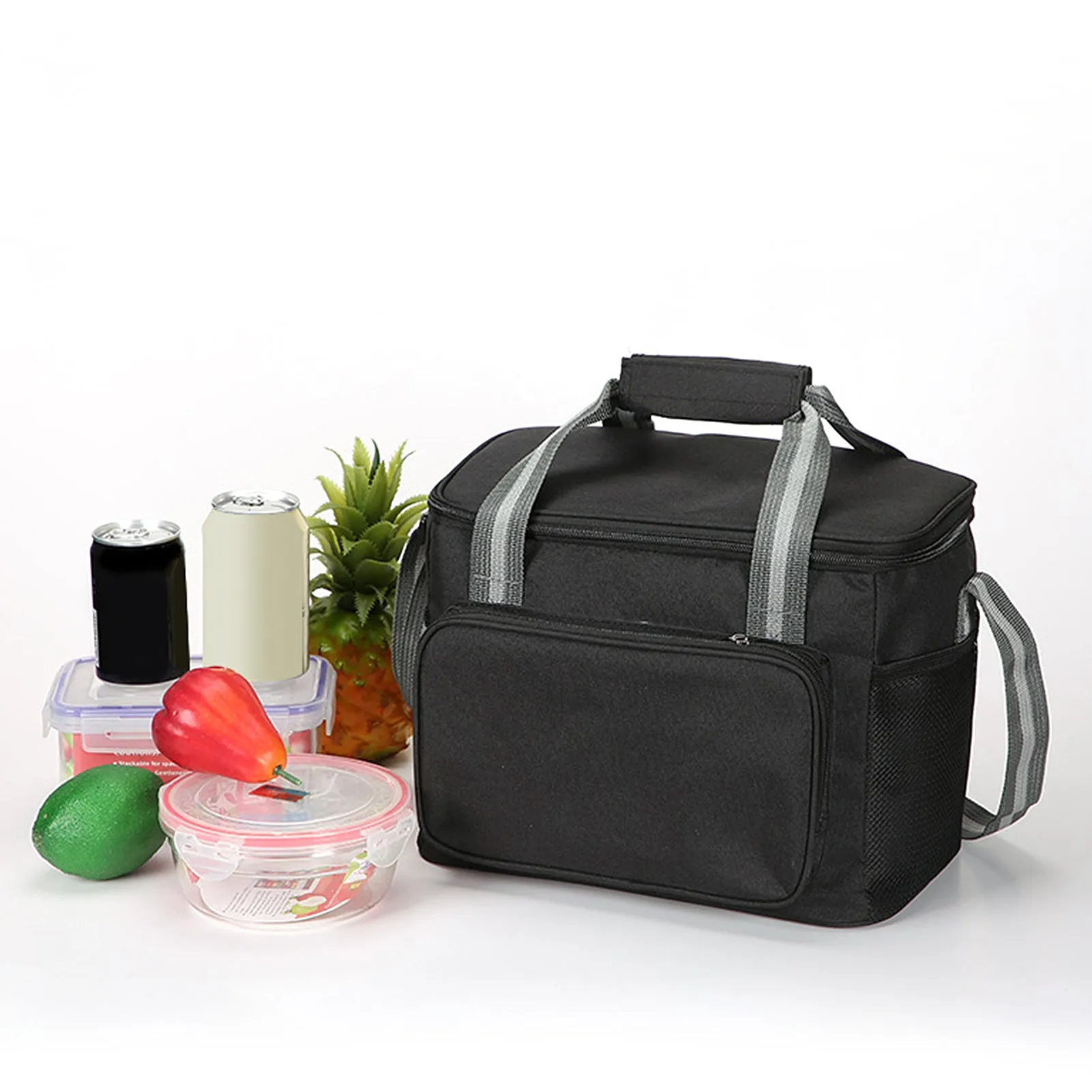 14L Large Capacity Insulated Cooler Leakproof Tote Bag-Black