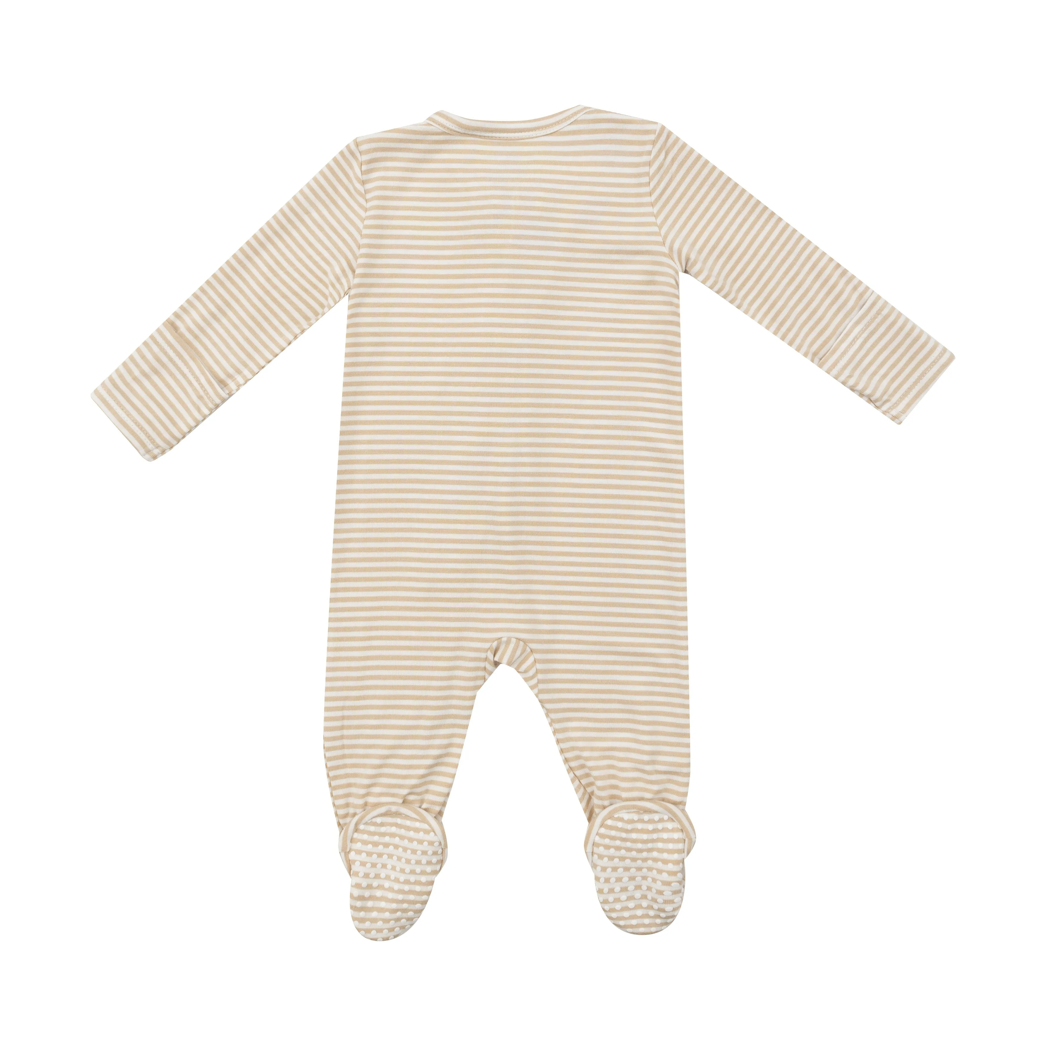 2 Way Zipper Footie - Beige Stripe