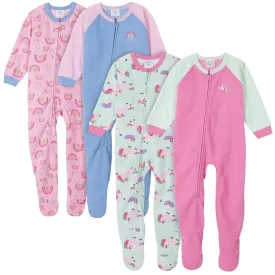 4-Pack Toddler Girls Rainbows & Unicorns Fleece Pajamas