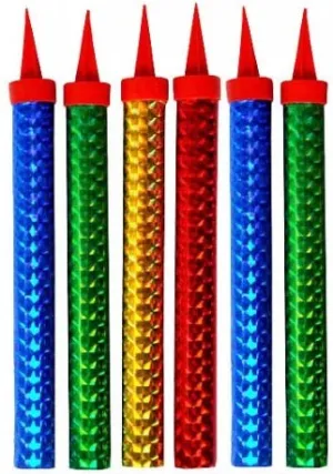 8 inches Sparkling Candles MULTI COLOR - Pack Of 6