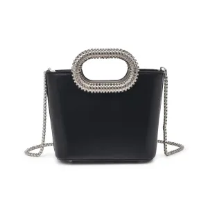 Alina Black Vegan Leather Evening Bag