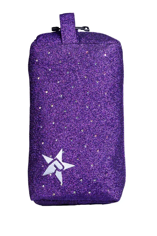 Amethyst with Crystal Scatter Rebel Makeup Bag with White Zipper