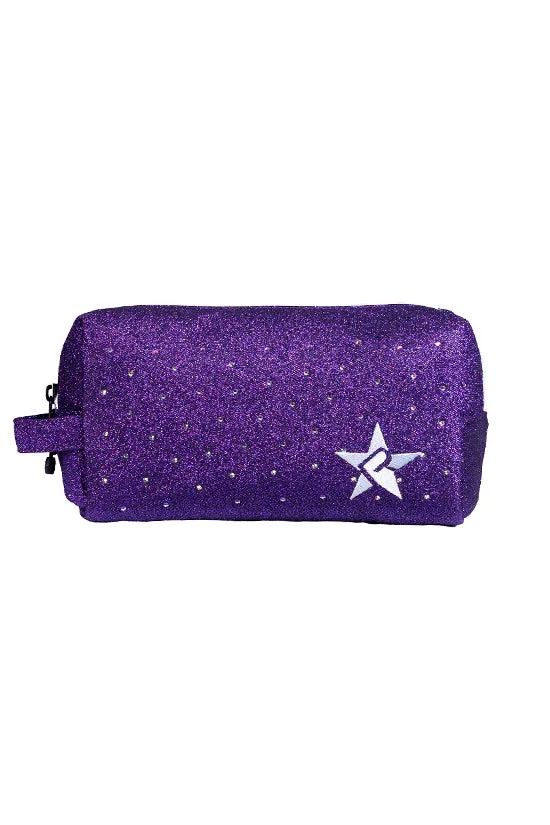 Amethyst with Crystal Scatter Rebel Makeup Bag with White Zipper