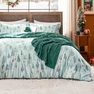 Bedsure Christmas Reindeer Fair Isle Bed-in-a-bag Tree