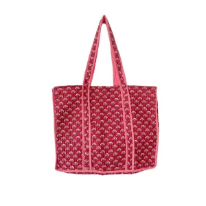 Berry Pink Block Print Tote Bag