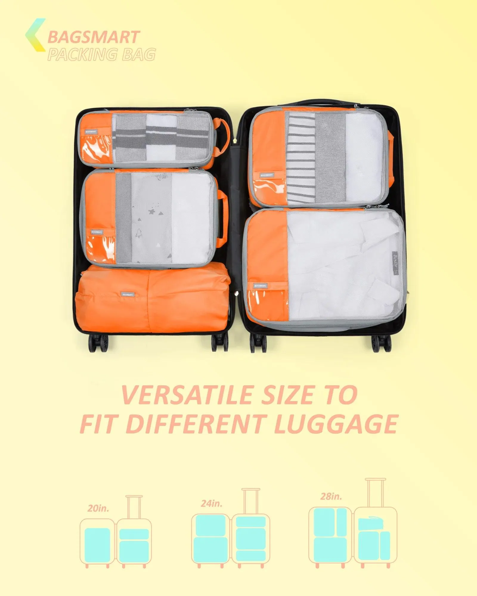 Compression Packing Cubes for Travel Durable Luggage Organizer