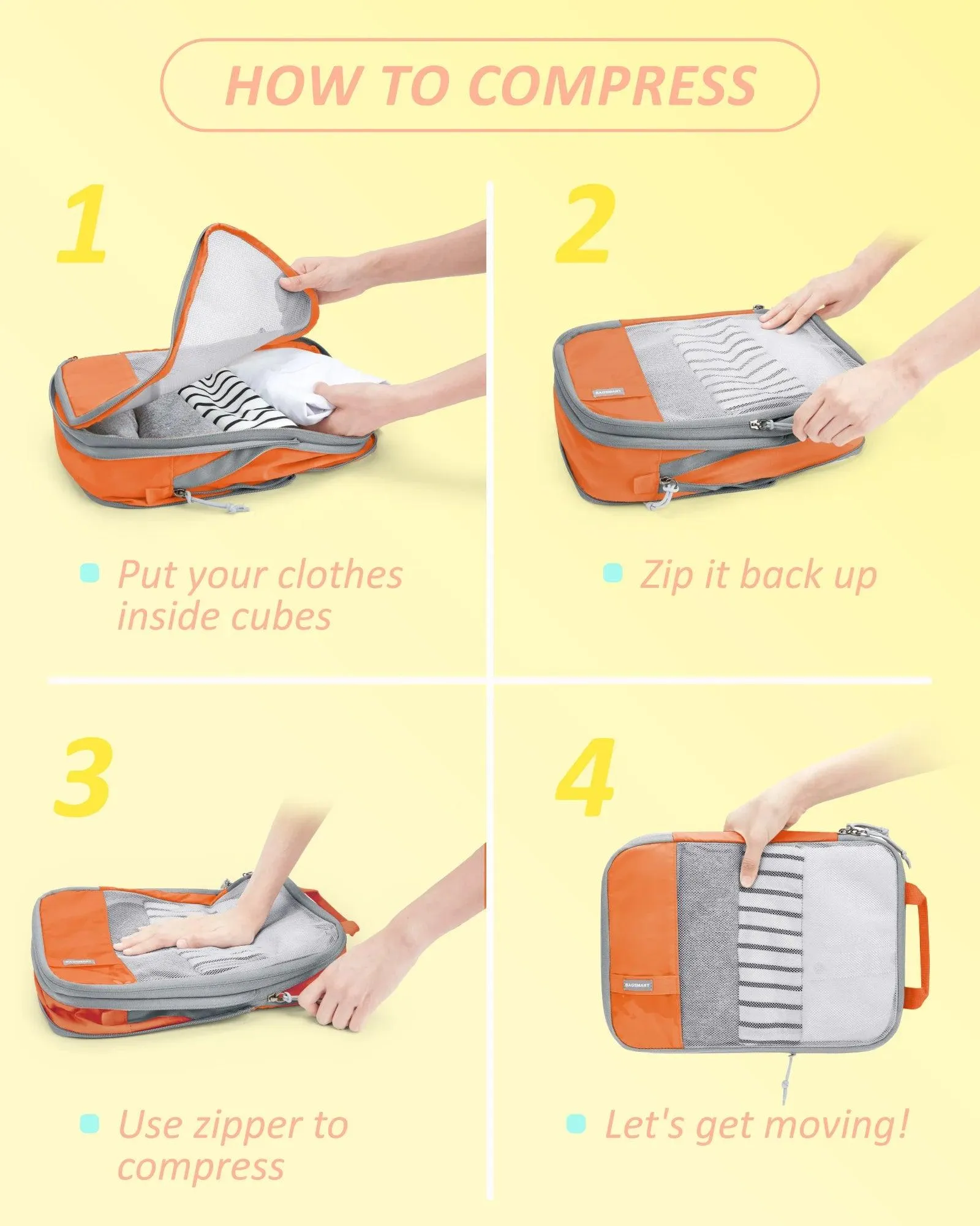 Compression Packing Cubes for Travel Durable Luggage Organizer