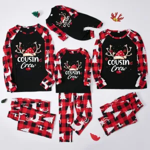 Cousin Crew black Christmas pajama set with reindeer print