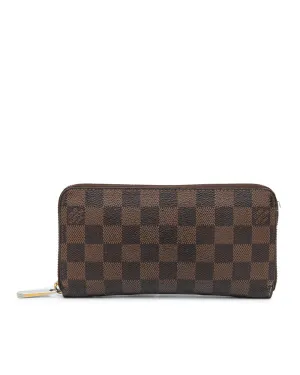 Damier Ebene Canvas Zip Around Wallet with Interior Pockets