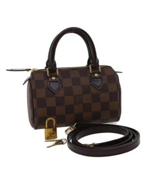 Damier Ebene Mini Speedy Hand Bag LV Auth