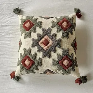 Diamond Tufted Cotton Slub Euro Square Pillow Cover