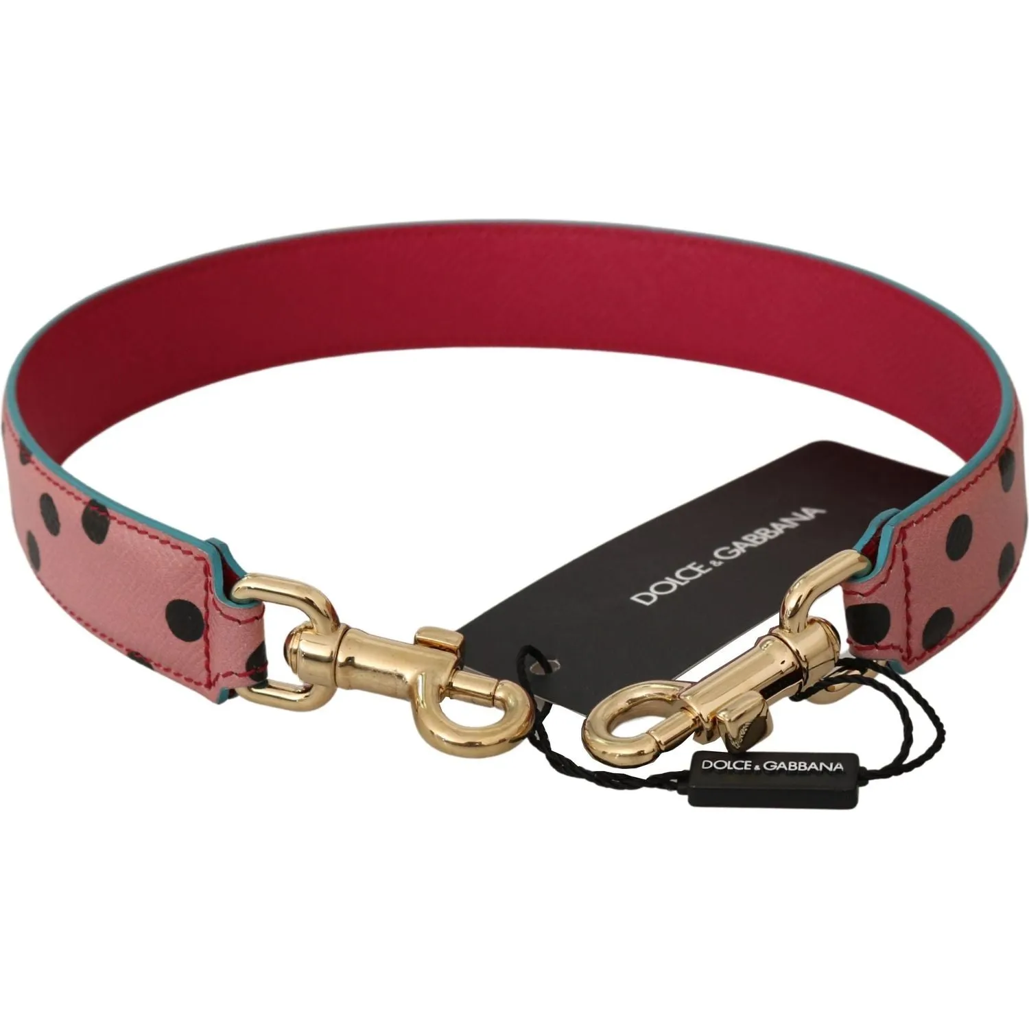 Dolce & Gabbana Elegant Pink Polka-Dotted Leather Shoulder Strap