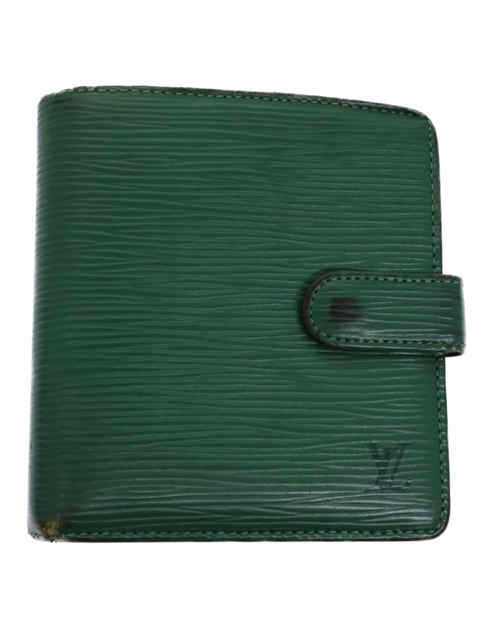 Green Epi Leather Wallet with Clasp Button