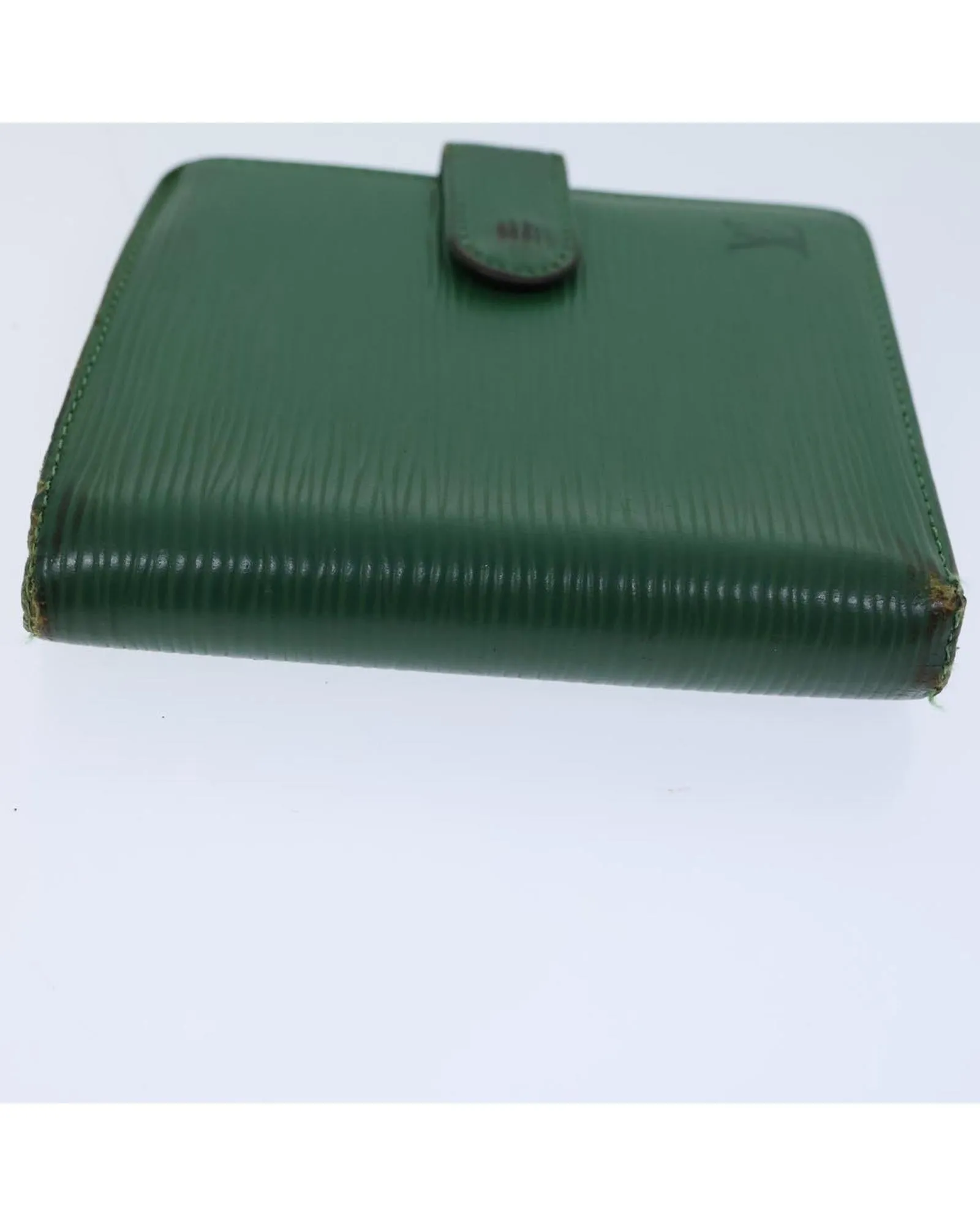 Green Epi Leather Wallet with Clasp Button