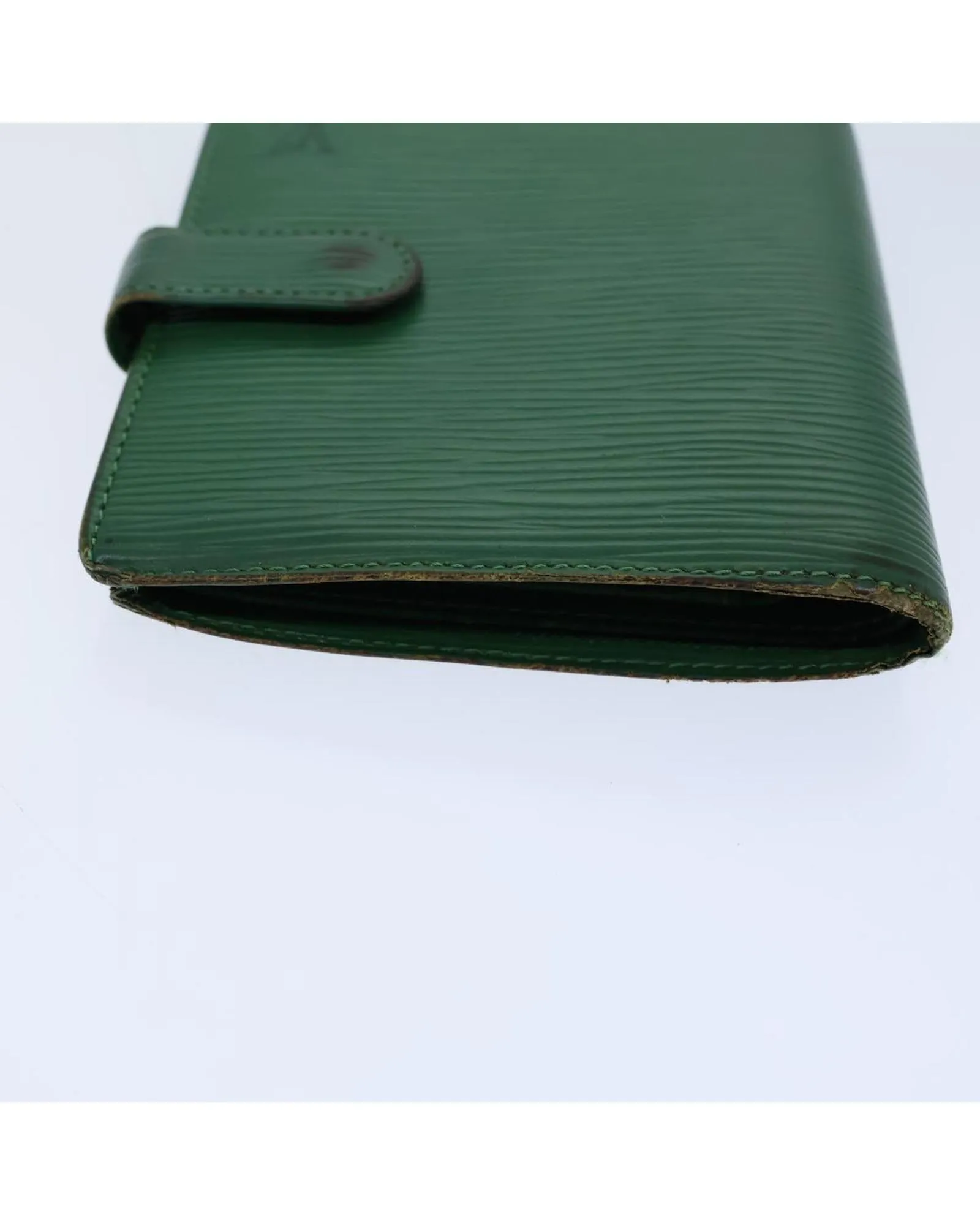 Green Epi Leather Wallet with Clasp Button