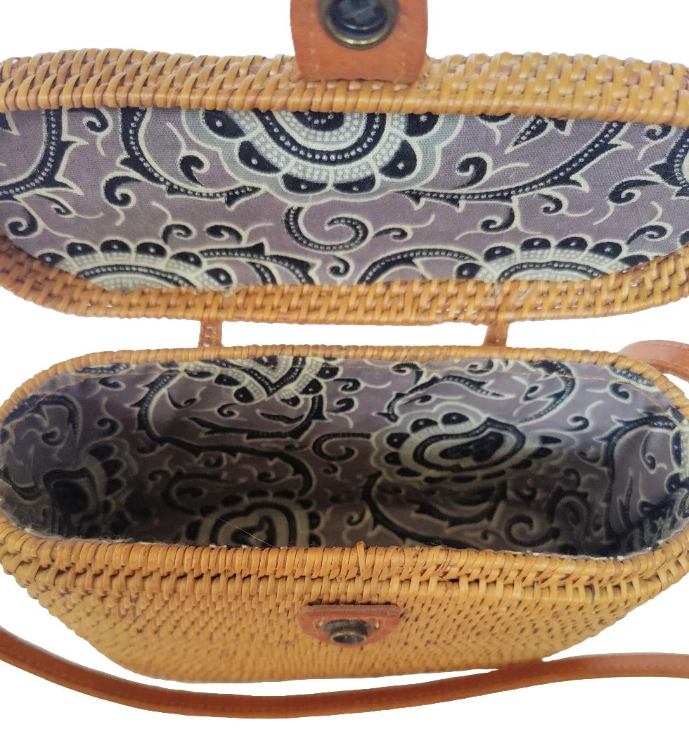 Handbags: Hand-Woven Rattan Sling Bag from Bali.