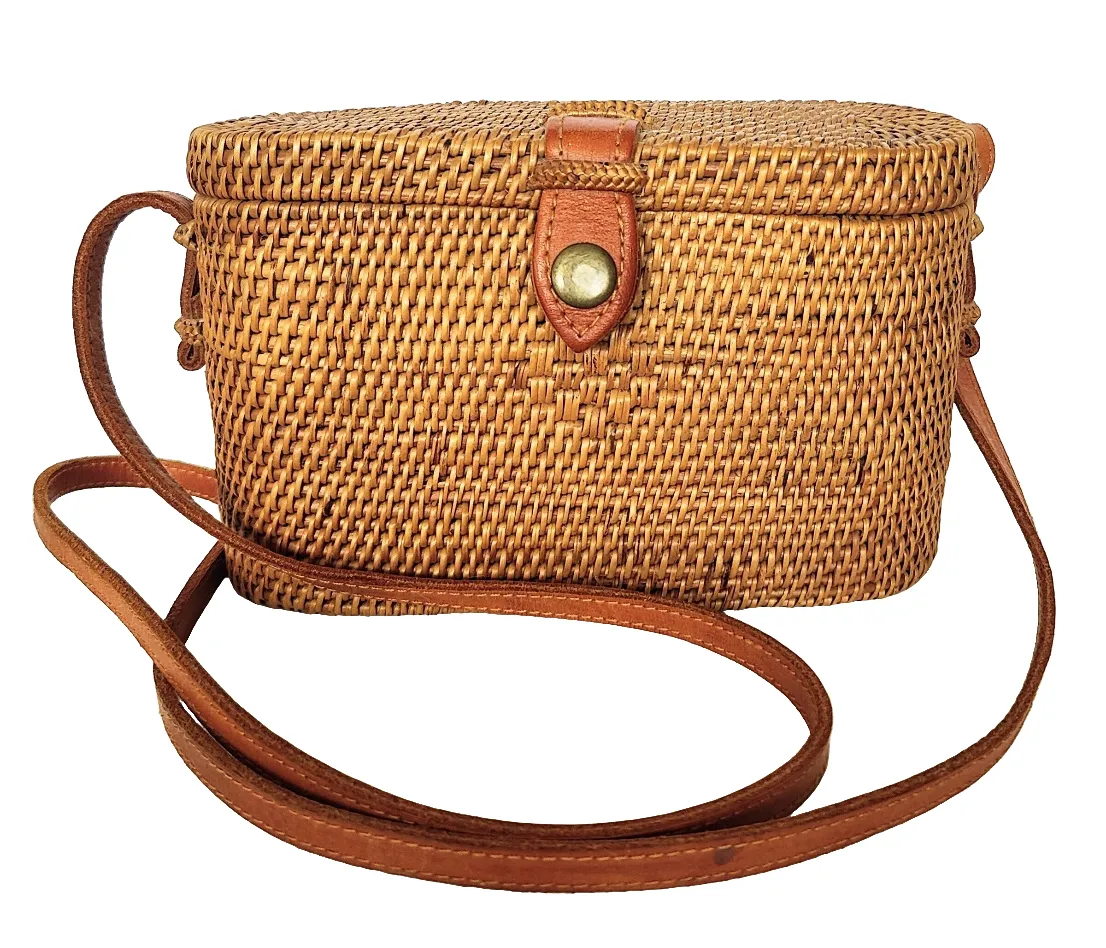 Handbags: Hand-Woven Rattan Sling Bag from Bali.