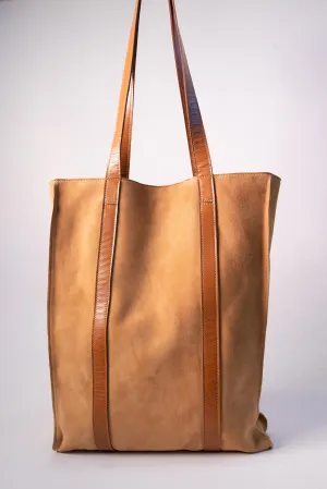 Harpers Emporium Never Full Tote in Camel Suede