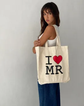 I Heart MR Tote Bag in Off White