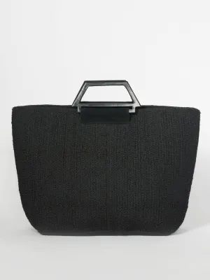 Large Cotton Weaved Tote Bag Black