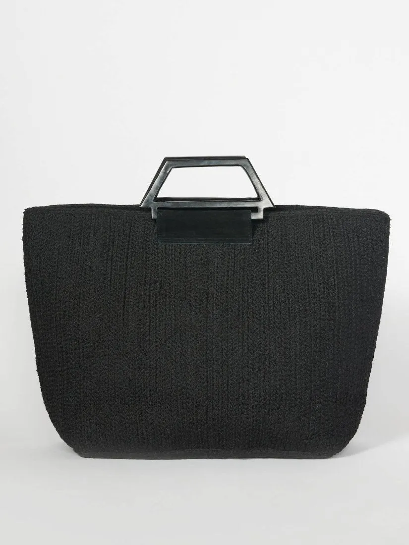 Large Cotton Weaved Tote Bag Black