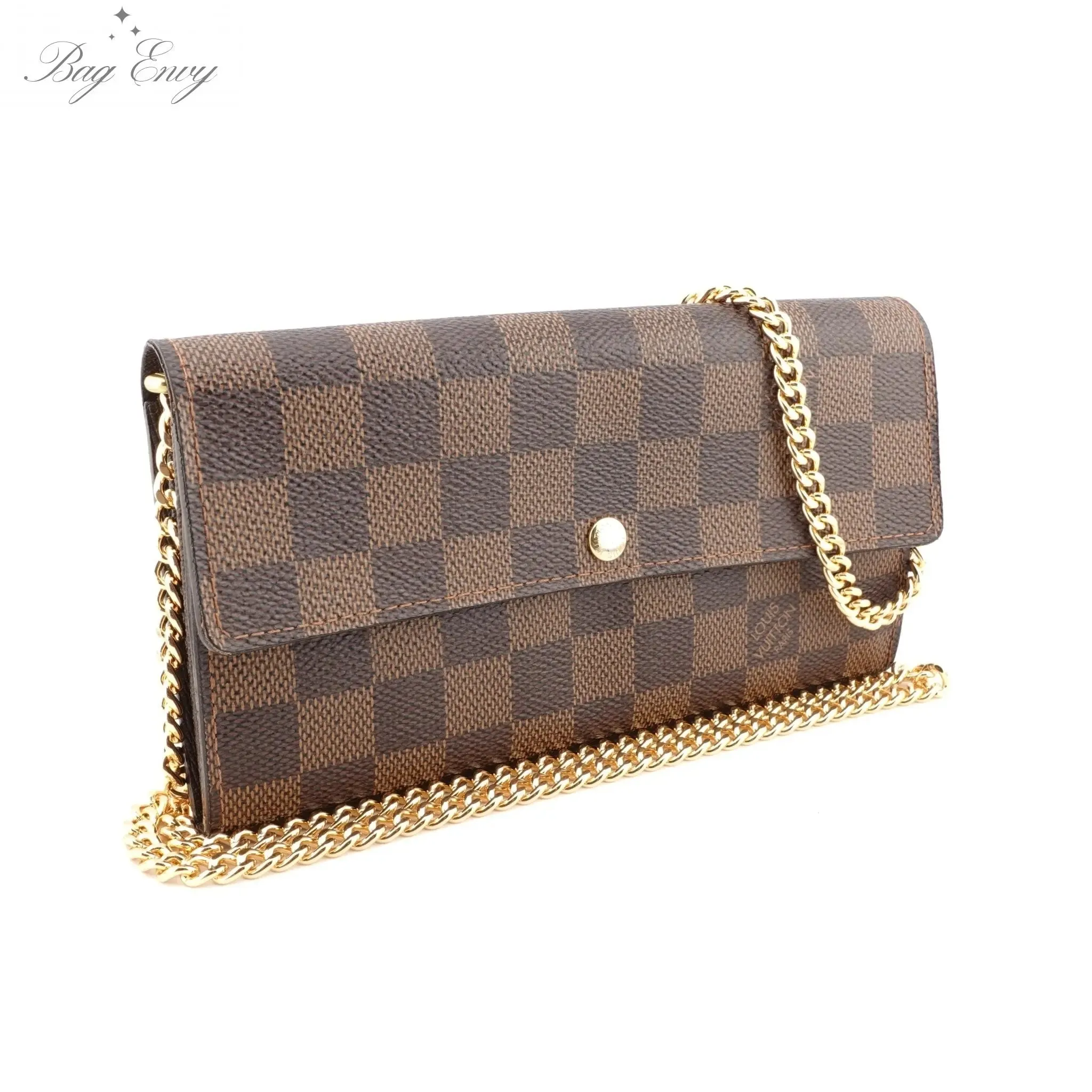 LOUIS VUITTON Damier Ebene Sarah Wallet with Chain