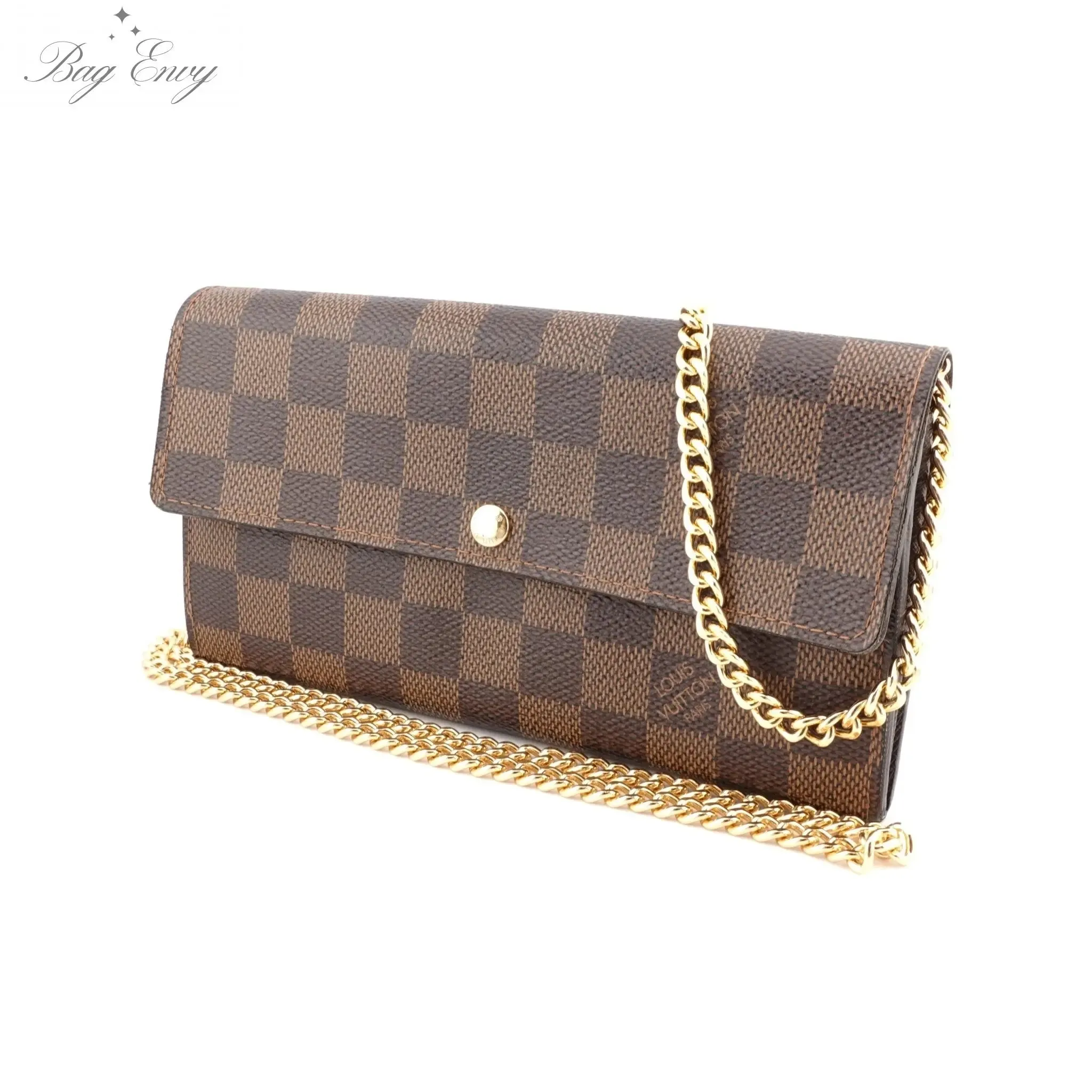 LOUIS VUITTON Damier Ebene Sarah Wallet with Chain