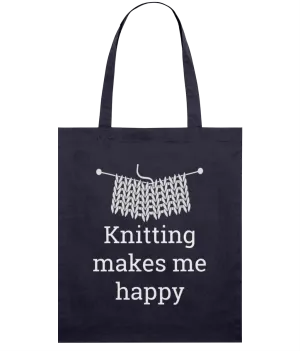 Navy Light Tote Bag - Knitting makes me happy