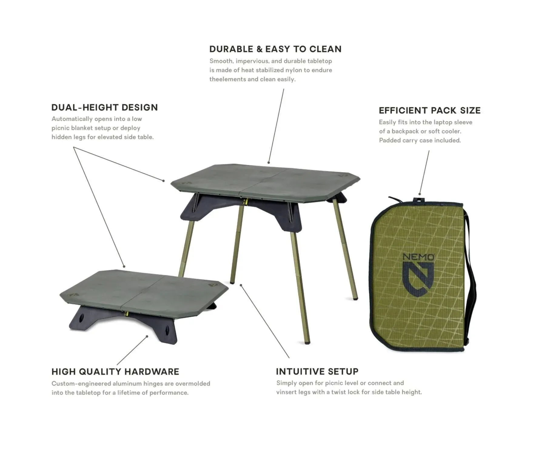 NEMO | Moonlander Dual Height Camp Table