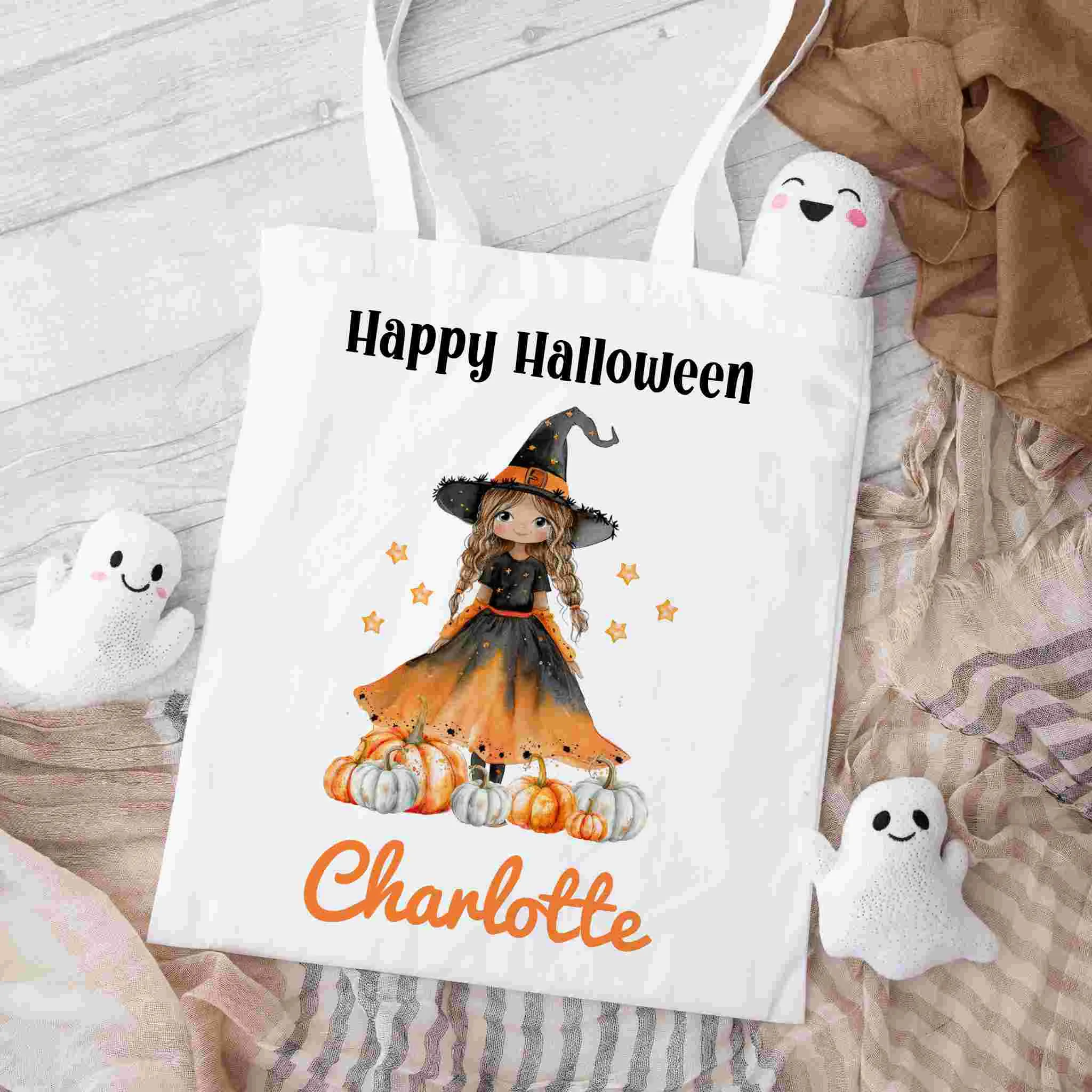 Personalised Children's Halloween Trick or Treat Bag – Customised Candy Tote for Spooky Fun