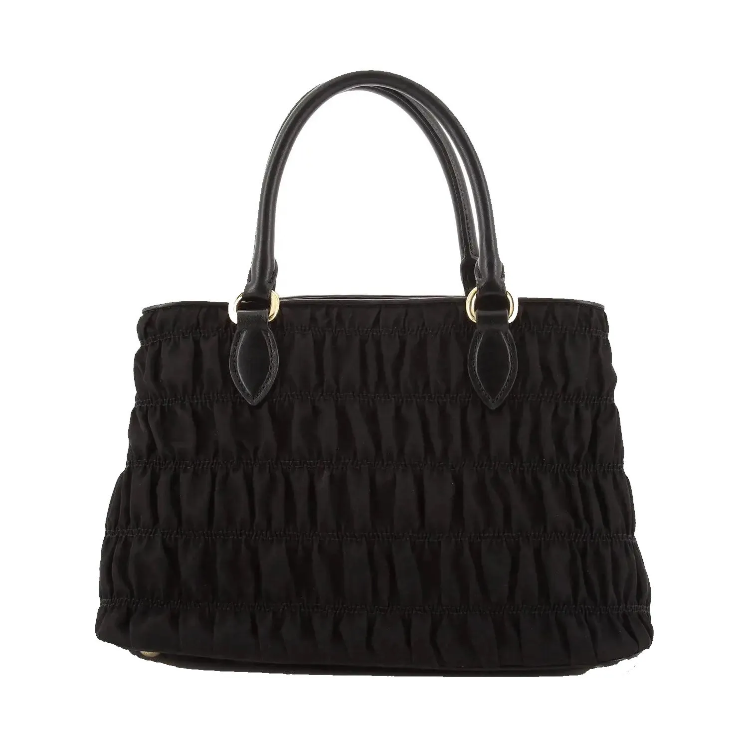 Prada Tessuto Gaufre Nylon Small Black Satchel Handbag