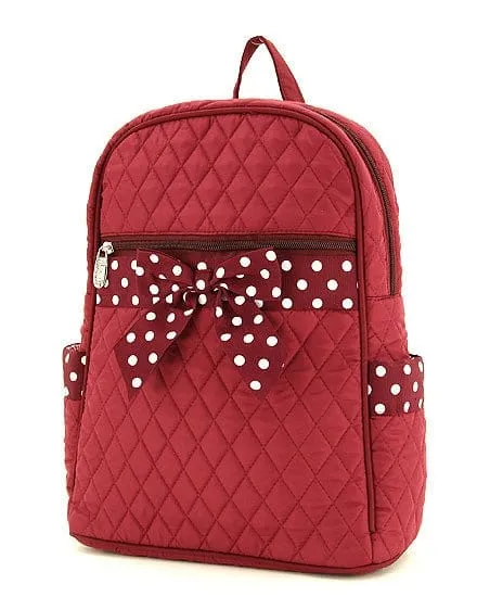 QSD2716 Quilted Solid Zippered Backpack