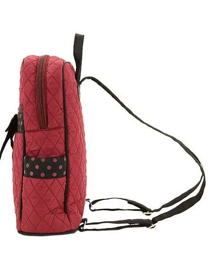 QSD2716 Quilted Solid Zippered Backpack