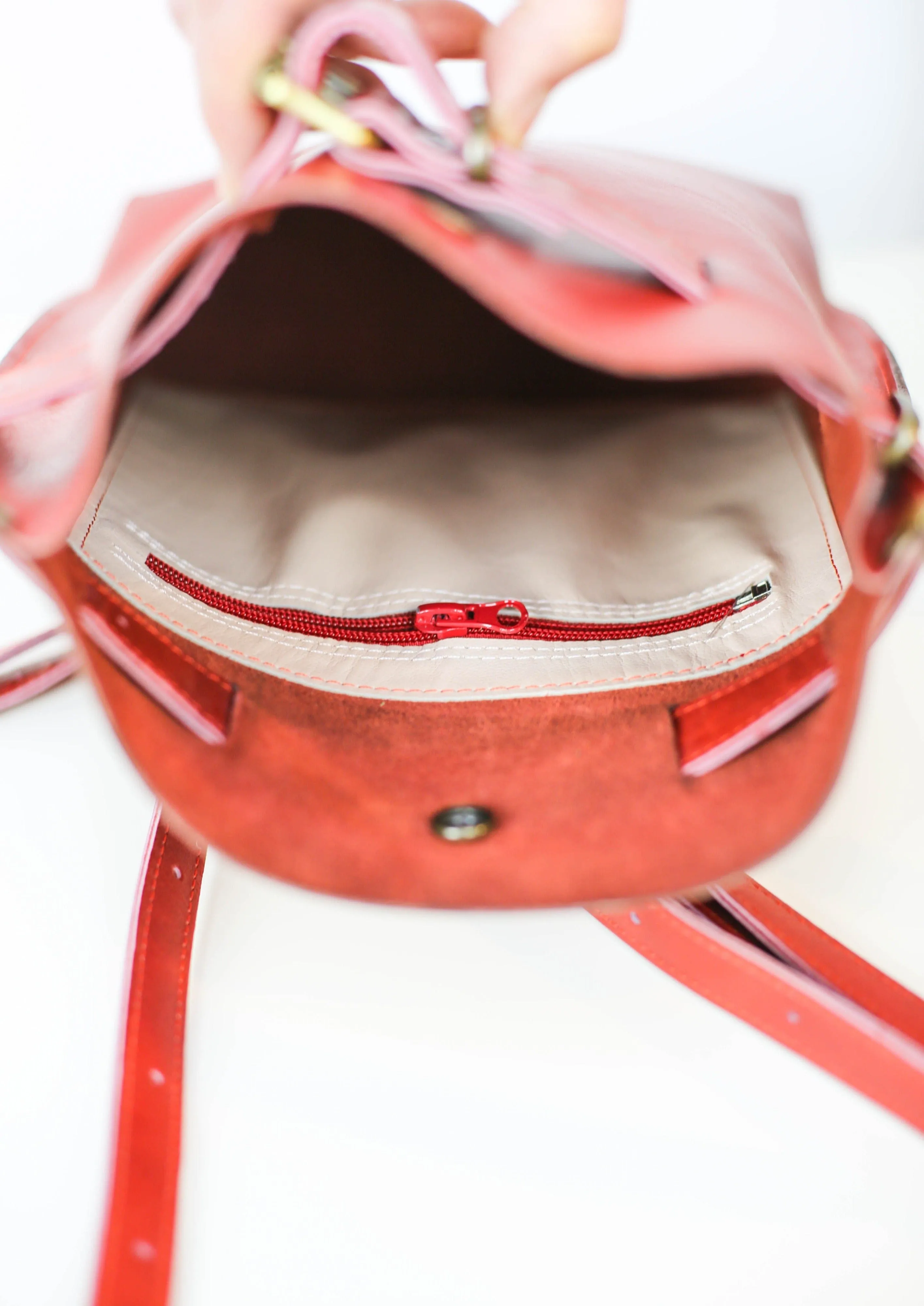 Red with Blue Leather Bag