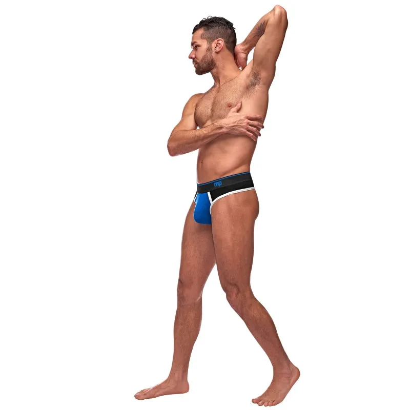 Retro Sport Panel Thong - S/ M - Black/ Blue