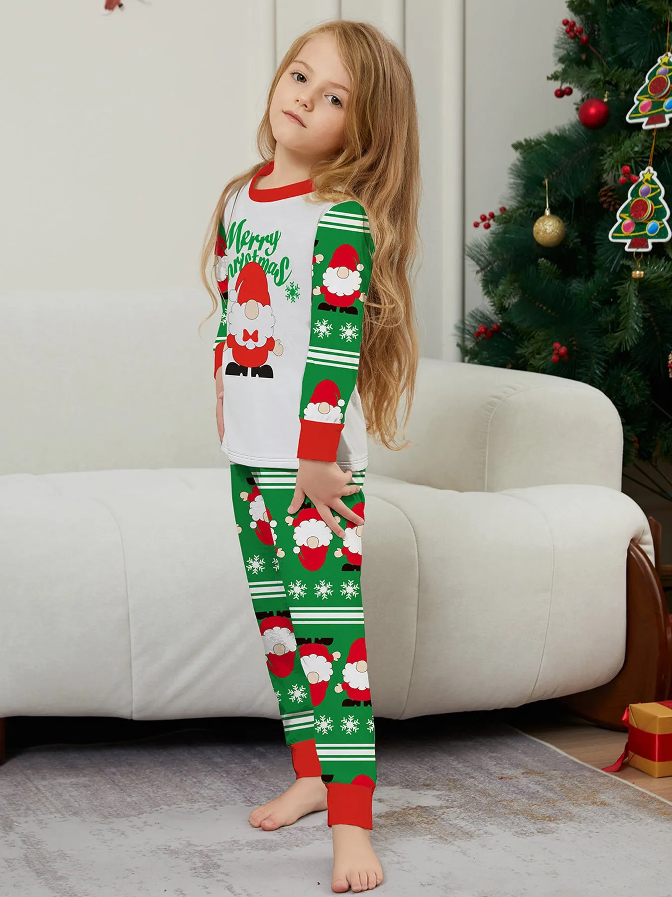 Santa Alphabet Snowflake Print Family Pajama Set