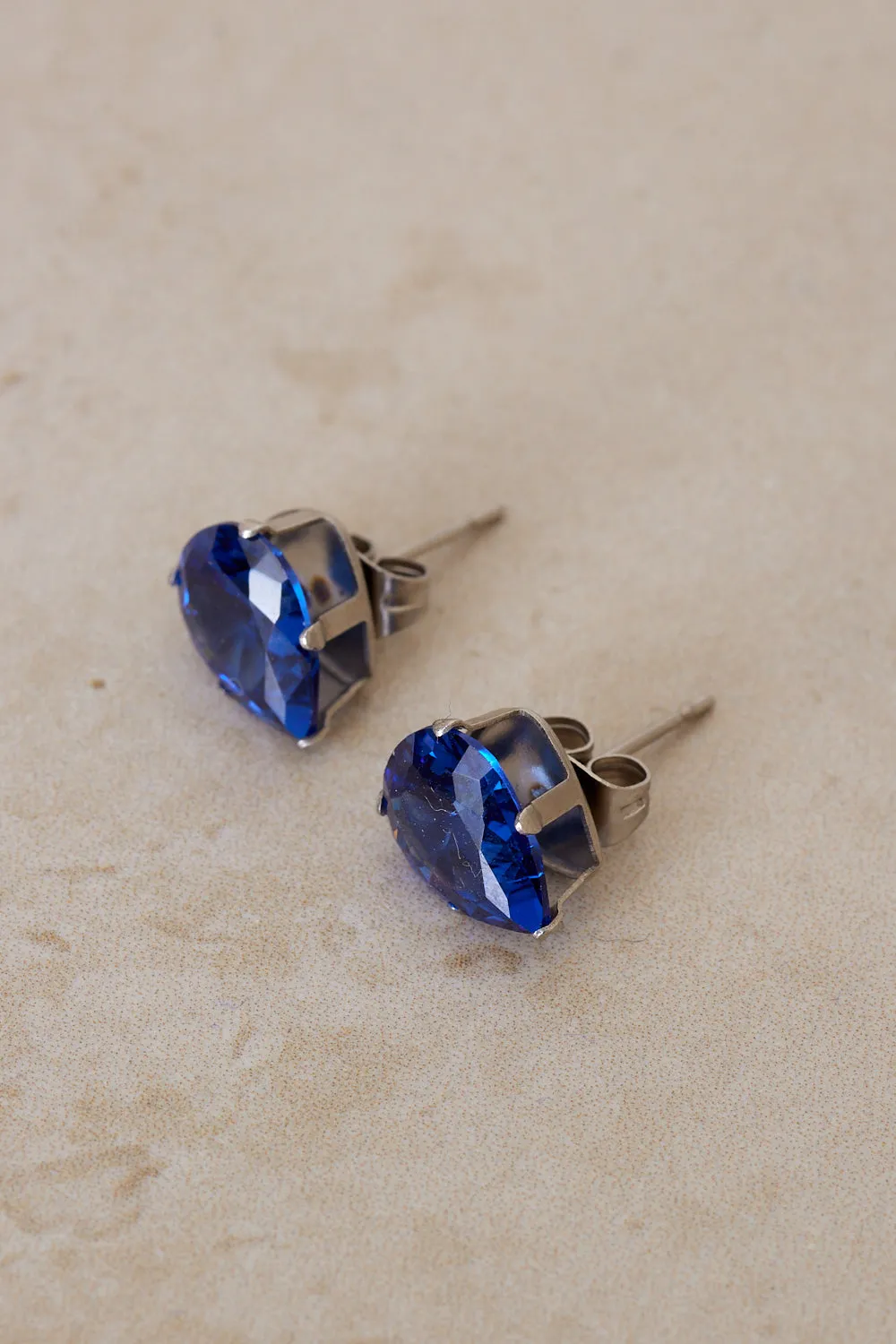 Teardrop Stud Earrings - Sapphire Blue