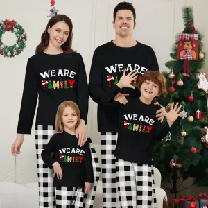 “We Are Family” Long Sleeve Monogrammed Plaid Parent-Child Pajamas